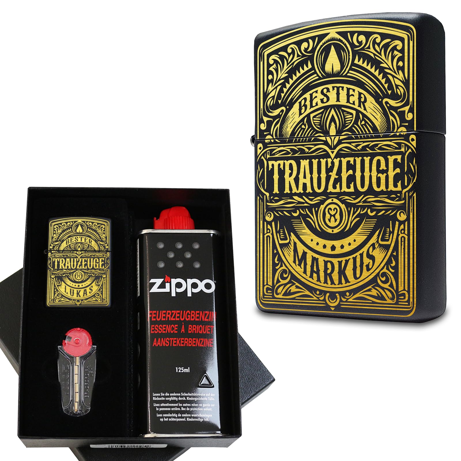 Trauzeuge Zippo Feuerzeug mit Gravur personalisierbar | Trauzeugen Geschenk Mann Zippo