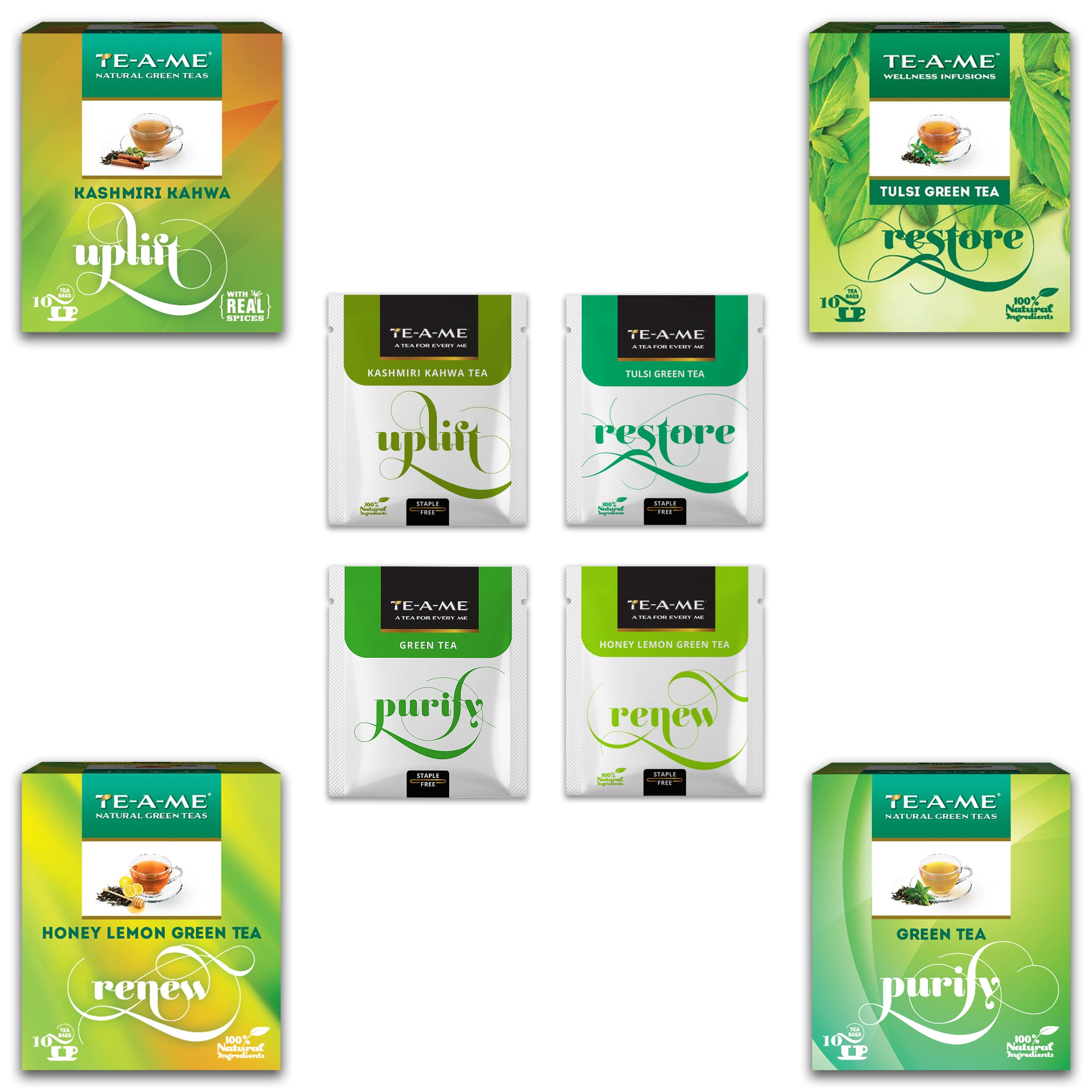 TE-A-ME Assorted Green Tea Bags 40 pcs (Pack of 3) | Kashmiri Kahwa Green Tea, Tulsi Green Tea, Green Tea, Honey Lemon Green Tea | Green Tea | Green Tea Bags | Tea Bags | 120 Tea Bags (B08CVP2V8F) Amazon Price History, Amazon Price Tracker