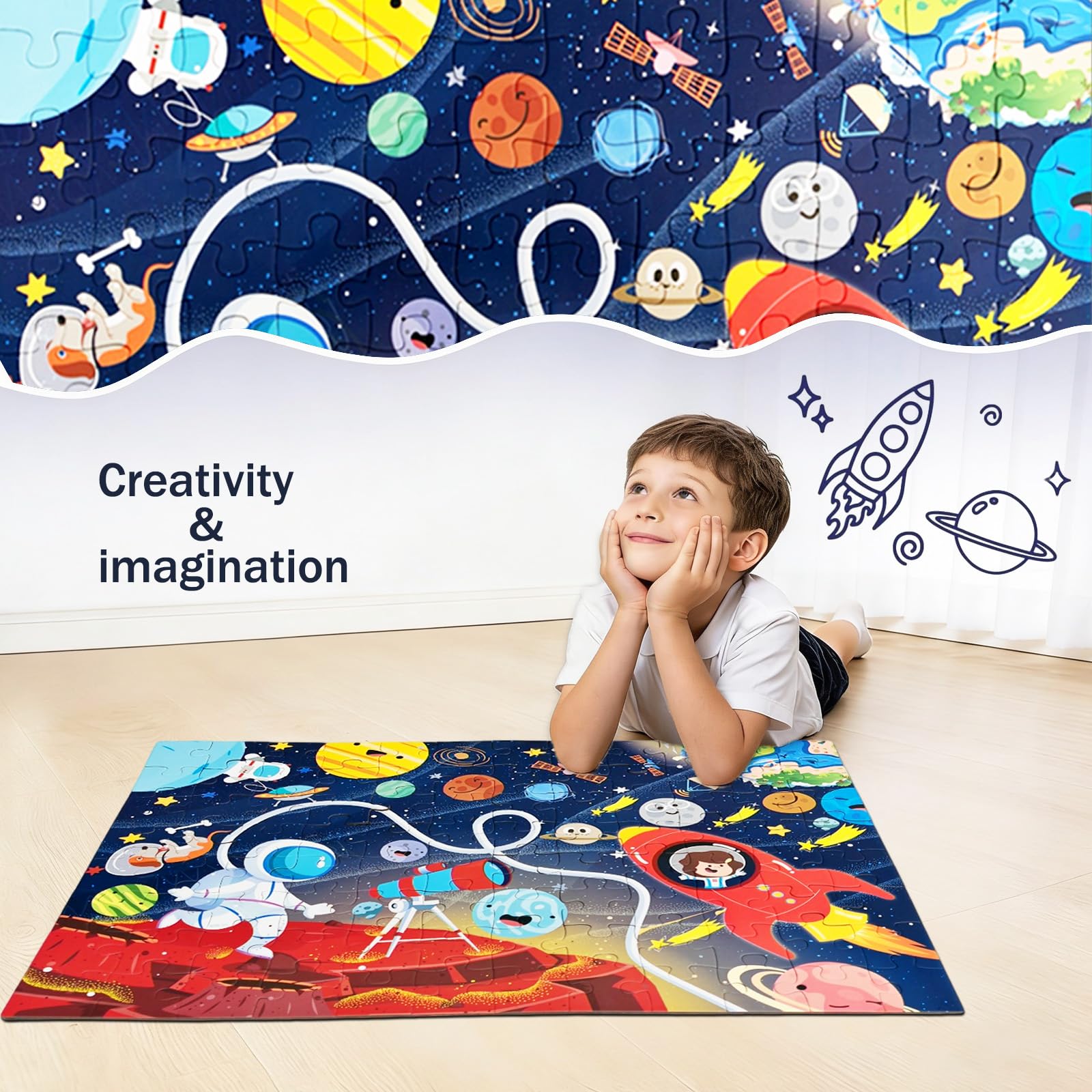 4, 5, 6 años, rompecabezas para niños, 96 piezas, rompecabezas de suelo para viajes espaciales, modelo del sistema solar, juguete Montessori a partir de 3 años, regalos de cumpleaños para