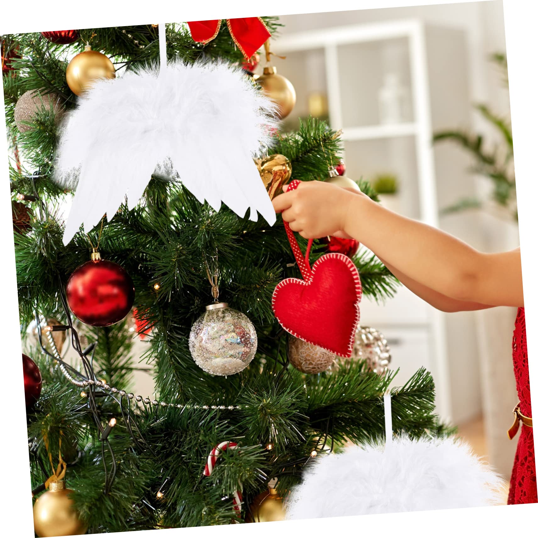 OUNONA 48piezas Adornos Colgantes De Alas De Ángel para Navidad Decoración De Alas De Ángel para Árbol De Navidad Colgantes Adorables y Festivos