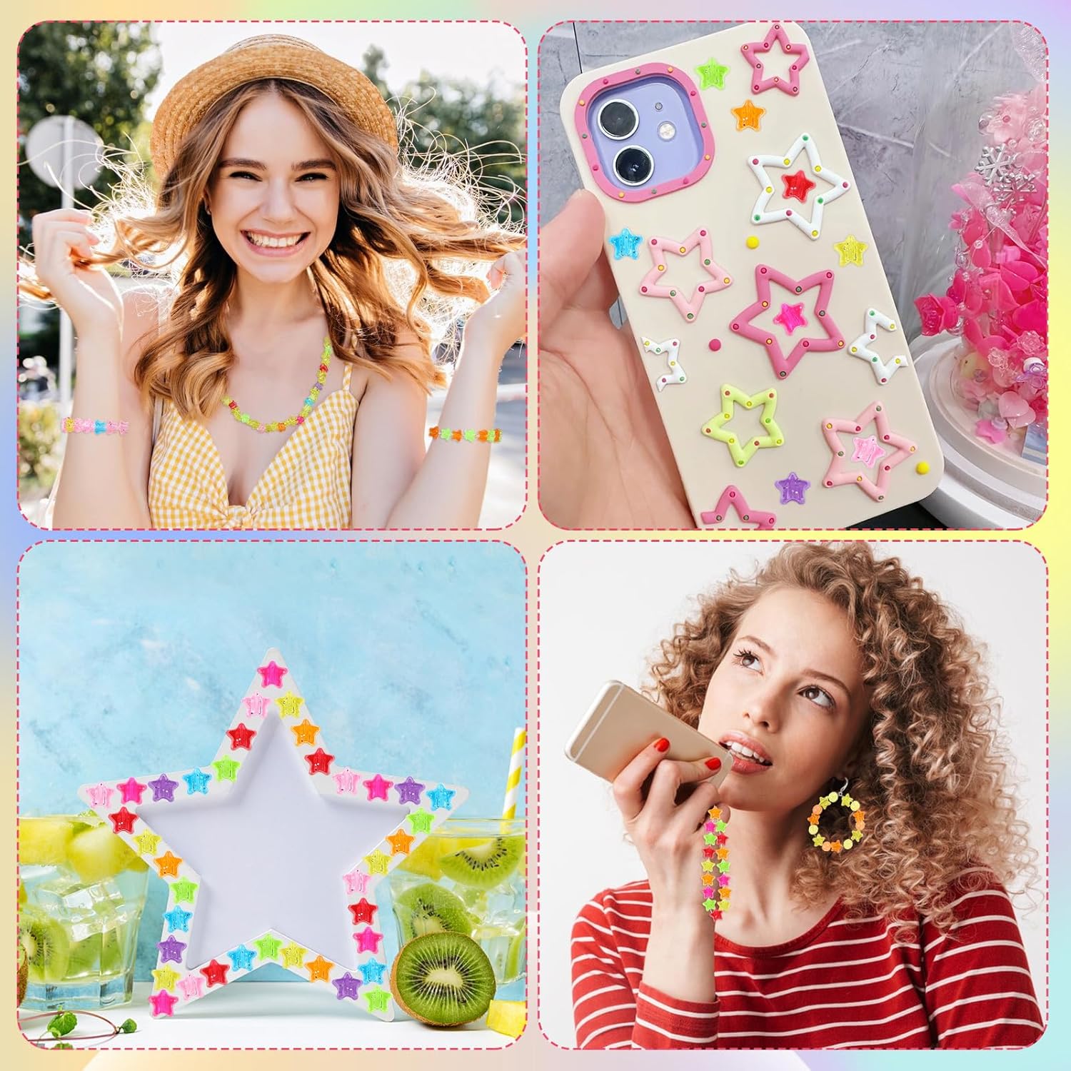 UPINS 1200pcs Star Pony Beads, Star Shape, Plastic, Bulk for Bracelets, Necklaces, DIY Projects, Jewelry Making, Decoration, Red, Orange, Yellow, Green, Blue, Purple, Pink - Image 7