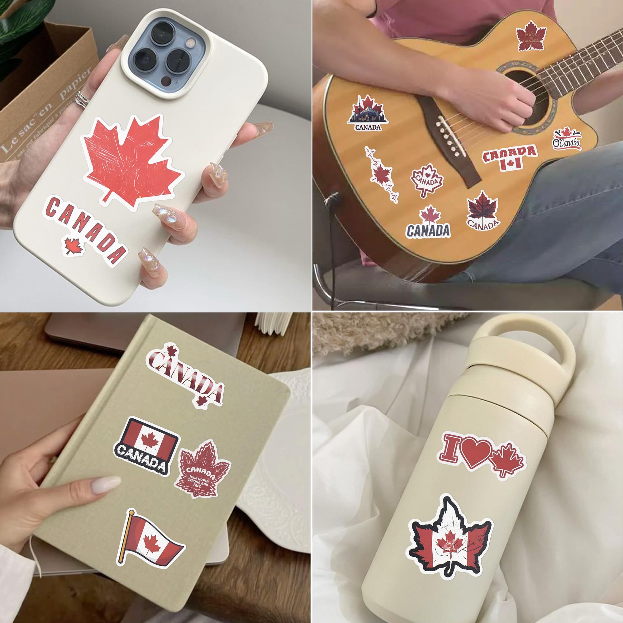 SUSIHI Canada Stickers for Laptop, WaterBottle 50Pcs Canadian Flag Maple Vinyl Waterproof Travel Stickers Gifts for Adults Teens — view 3