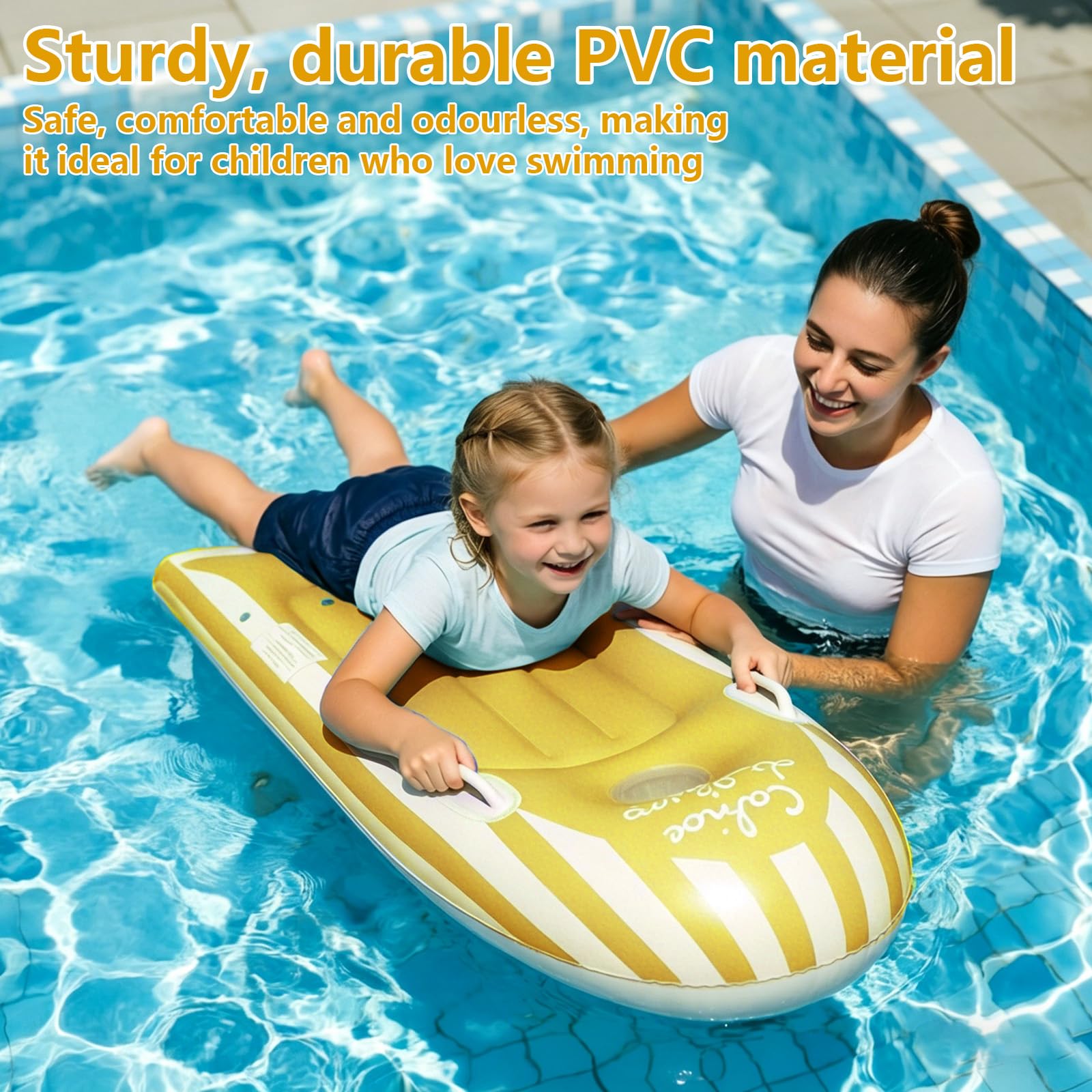 Shyllin Bodyboard Hinchable Niño con Asas 112x45cm Tabla de Surf Ojo de Buey