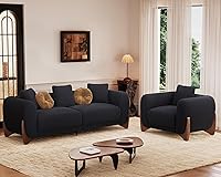 Vista 1 de Morden Fort Juego de Sofá Cloud de 2 Piezas, Juego de Sofá Moderno Sherpa Boucle con Patas de Madera, Sofás Cómodos Tapizados Minimalistas Amigables