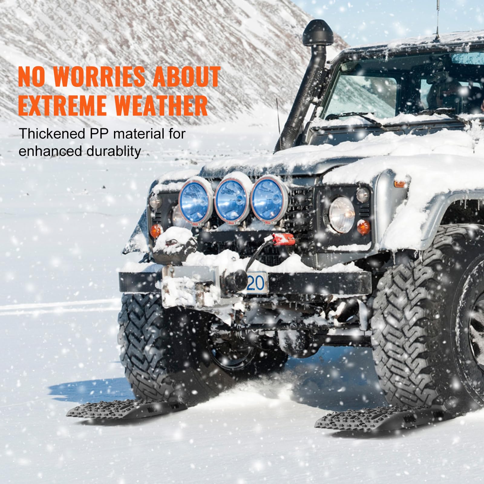 Happybuy 10 TON Traction Boards with PP Material, for Off-Road Vehicles, Short, Black