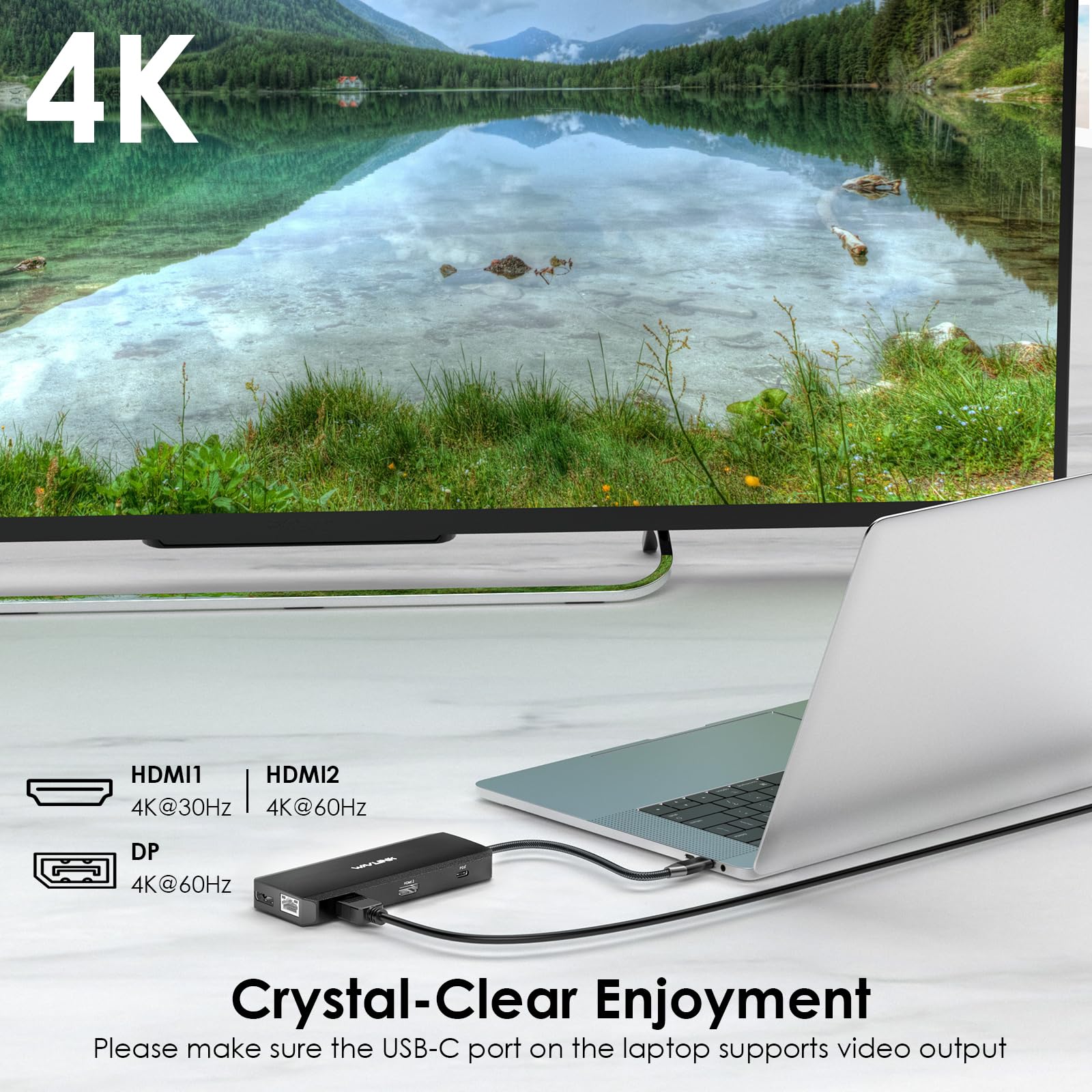 WAVLINK Station d'accueil pour ordinateur portable double moniteur/triple affichage pour Windows OS