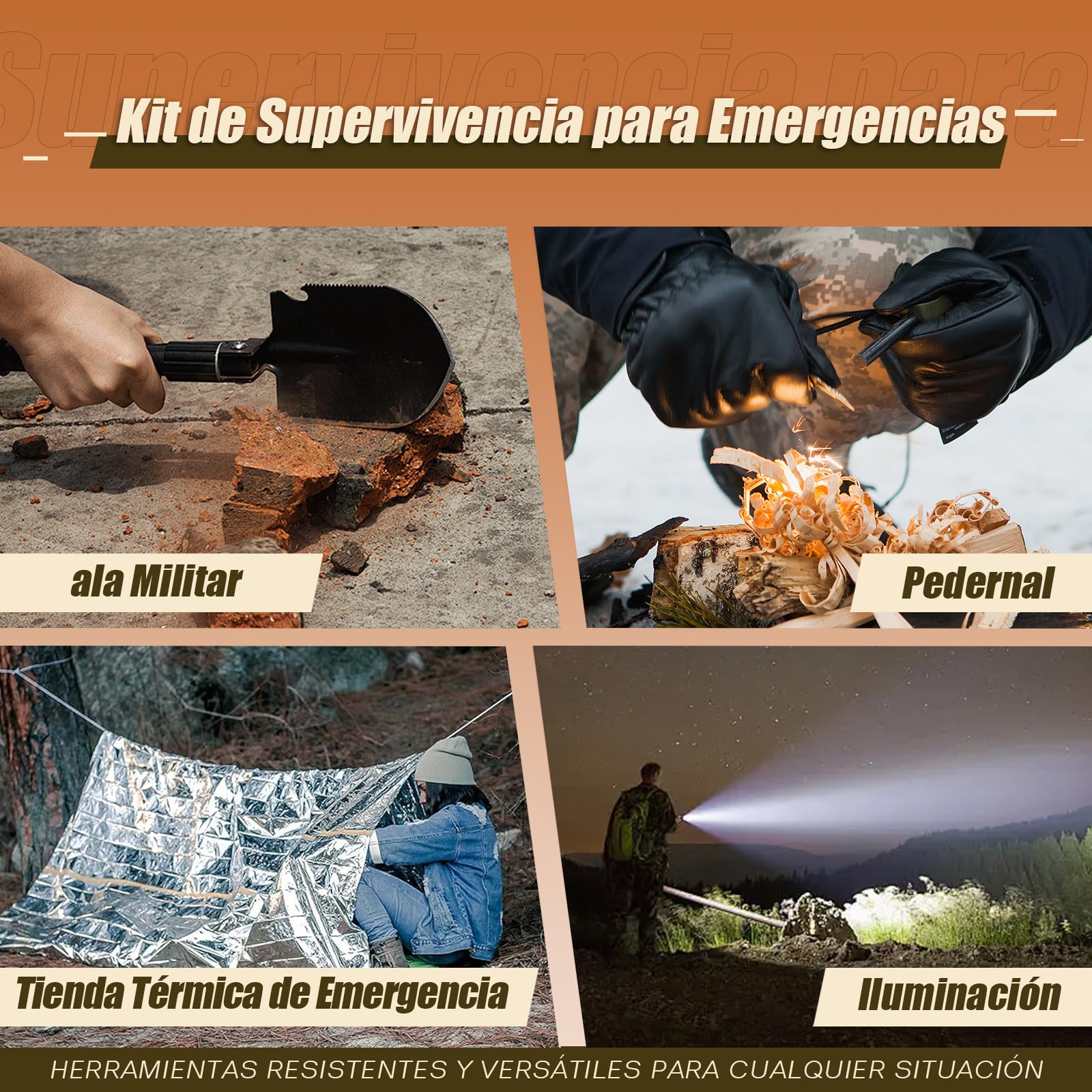 Gemmac Kit Supervivencia 140 en 1 Equipo Botiquin de Primeros Auxilios Completo, Survival Kit Catastrofe Tener 2000 mAh Radio a Pilas Linterna Camping Botiquin Hogar Caza Senderismo Montaña Regalo