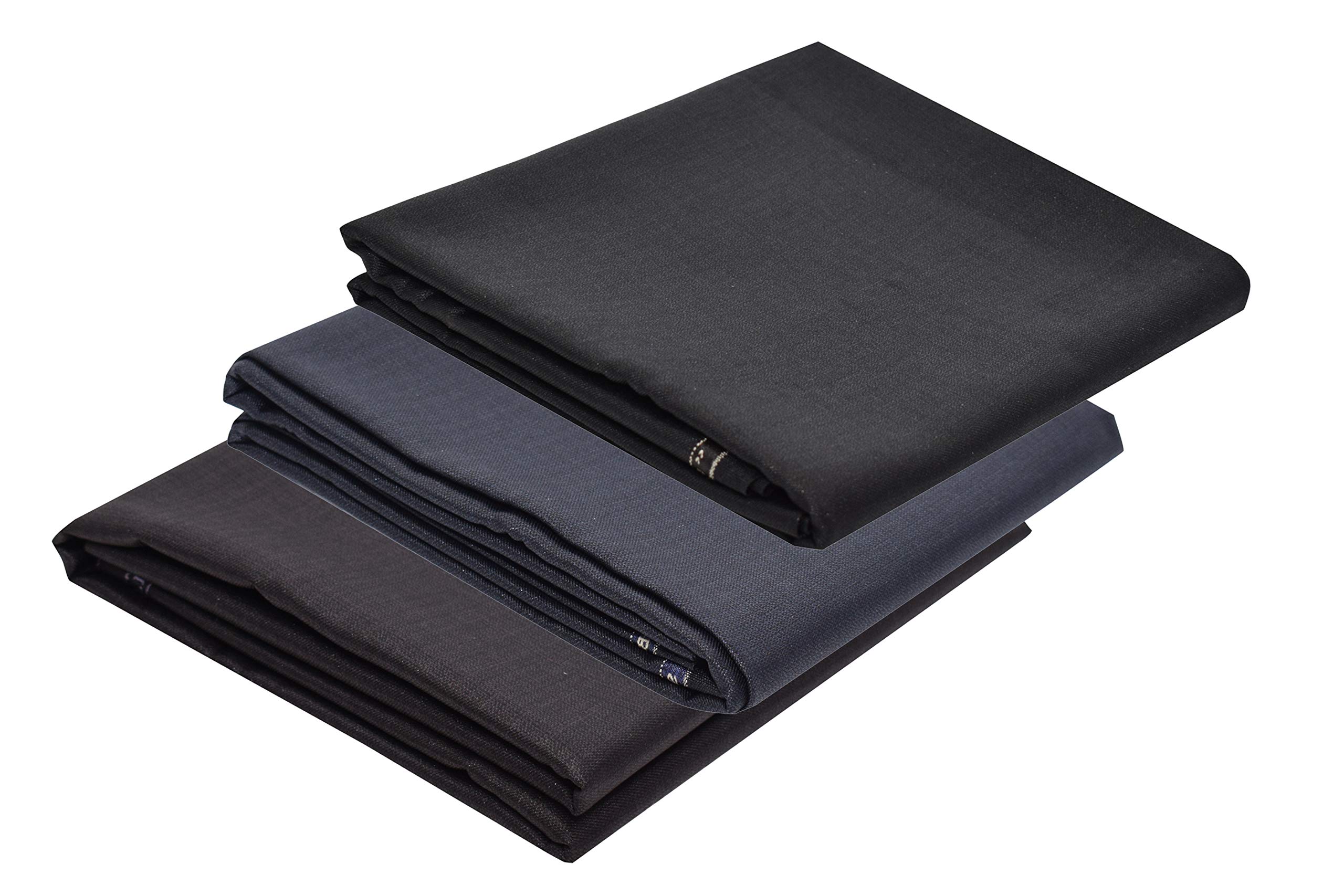 KUNDAN SULZ GWALIORMen's Executive Black, Navy Blue & Brown Color Fancy Formal Trouser Fabric in Shining Pattern (3 Pant Pieces for Men)