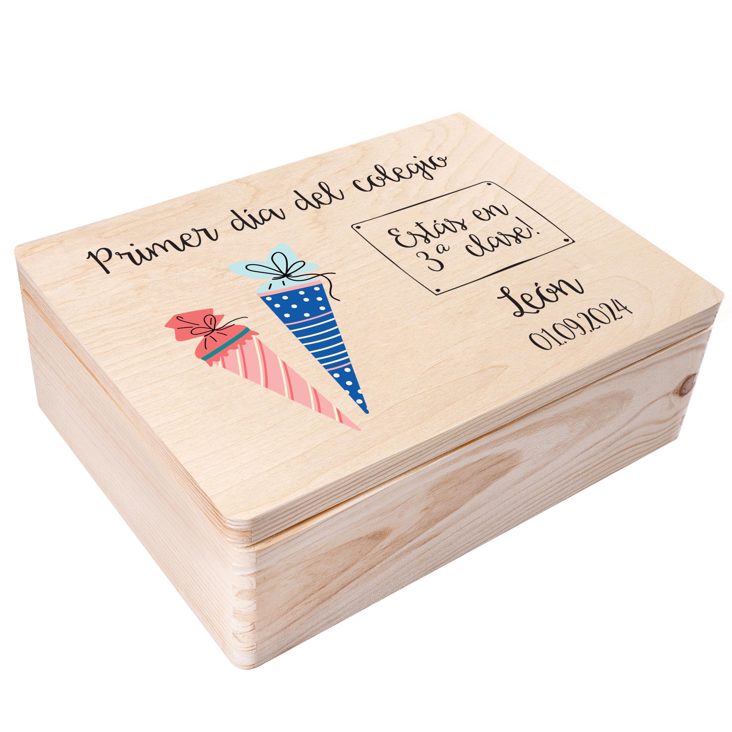 Creative DECO Caja de Regalo Escolar Personalizada con tu Texto Recuerdos