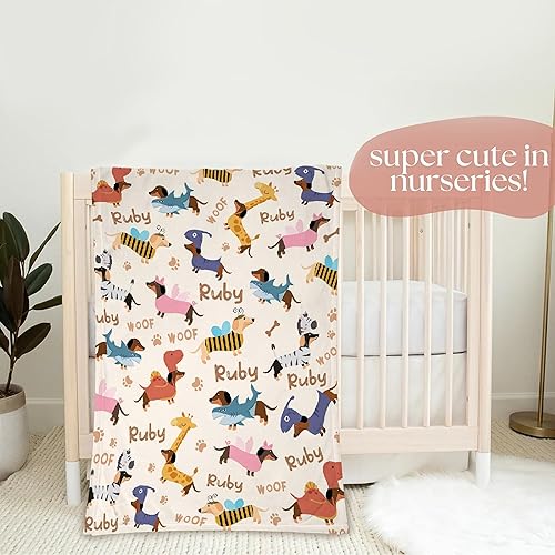 Miniatura 2 de Manta personalizada para perros con nombre, manta personalizada de perros salchicha personalizada, regalos para amantes de los perros, niñas y