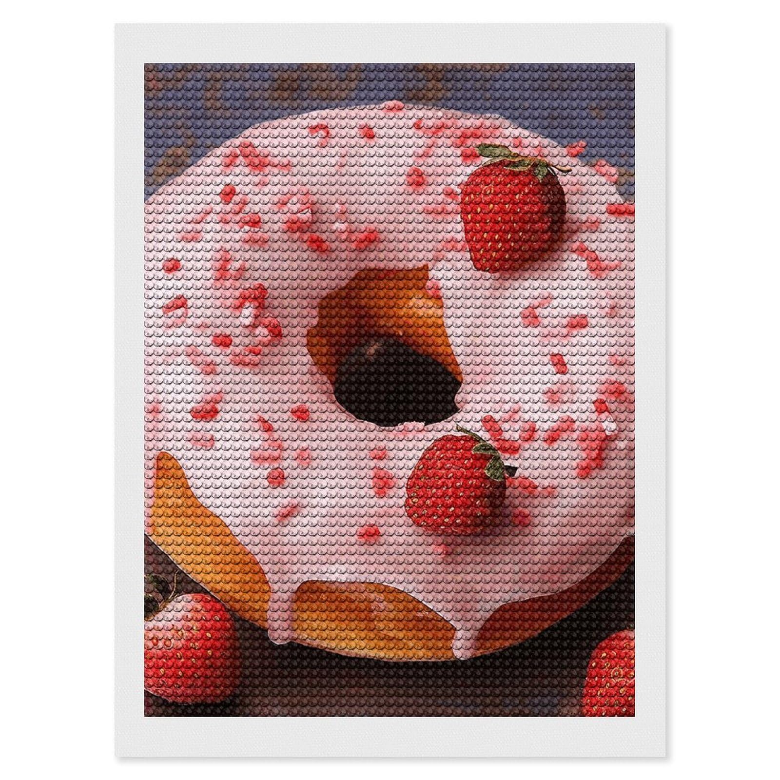 NONHAI Diamond Painting Kits for Adults - DIY Diamond Art Kits for Beginners - Full 5D Paint Drill Diamond Dots Paintings- Strawberry Donut Diamonds Pictures Gem Art and Craft Wall Decor 12"x16"