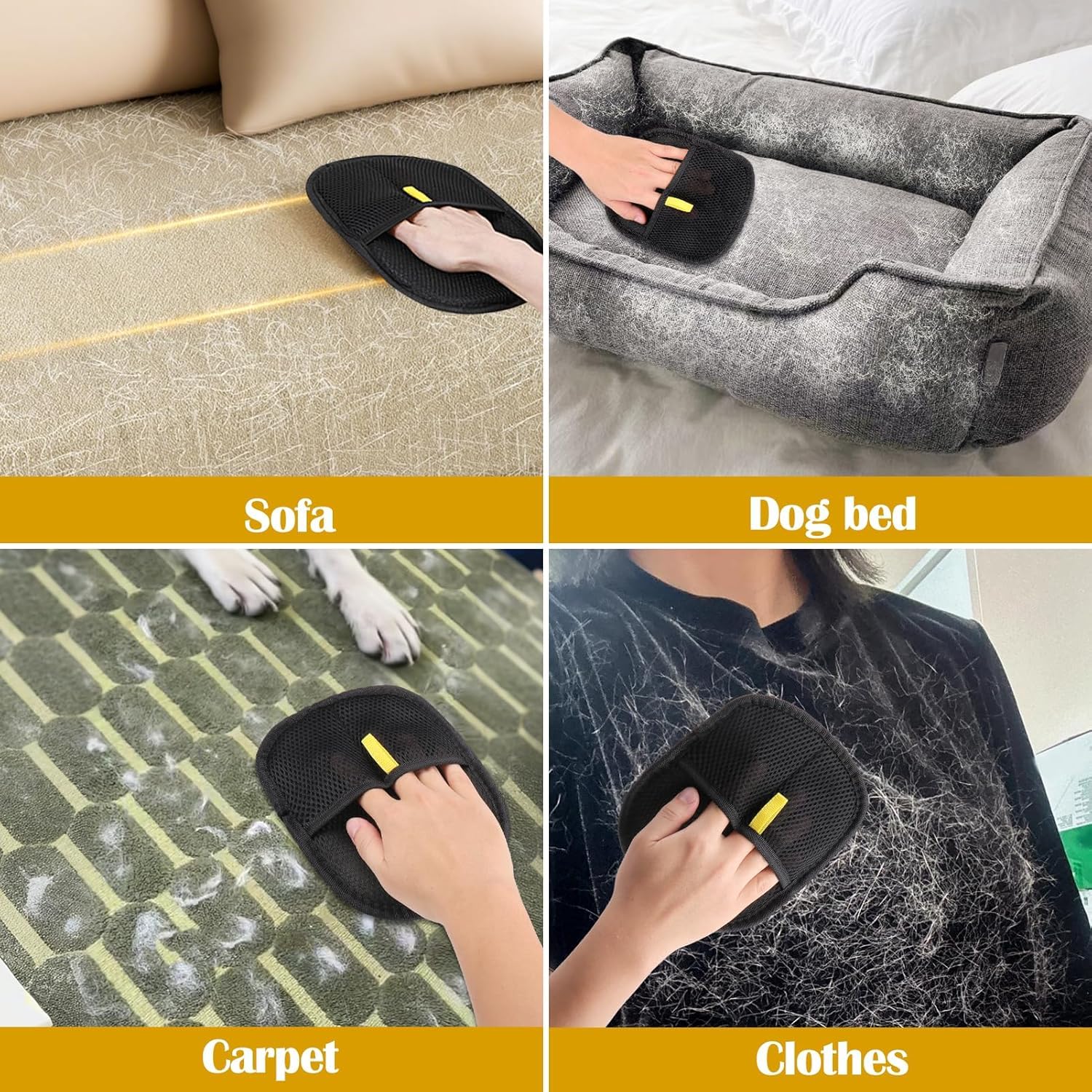 Glvomazty Pack of 2 Hair Remover Gloves, Fur Magnet Gloves, Double-Sided for Dogs and Cats Reusable Dust Magnet for Sofas and Clothes - Image 4