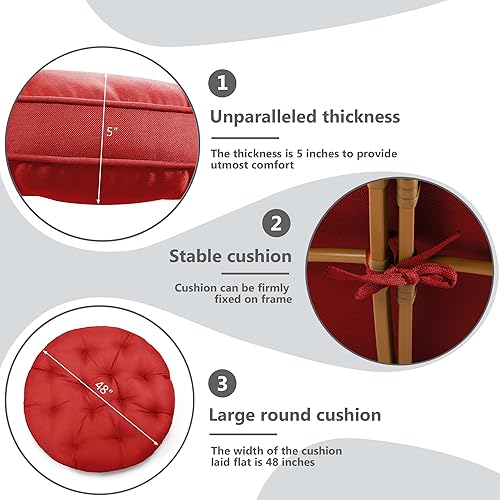 Miniatura 8 de Joyside Papasan Silla con cojín y base giratoria de 360, silla Papasan Lounge Chair con cojín y marco resistente, silla grande con platillo, silla