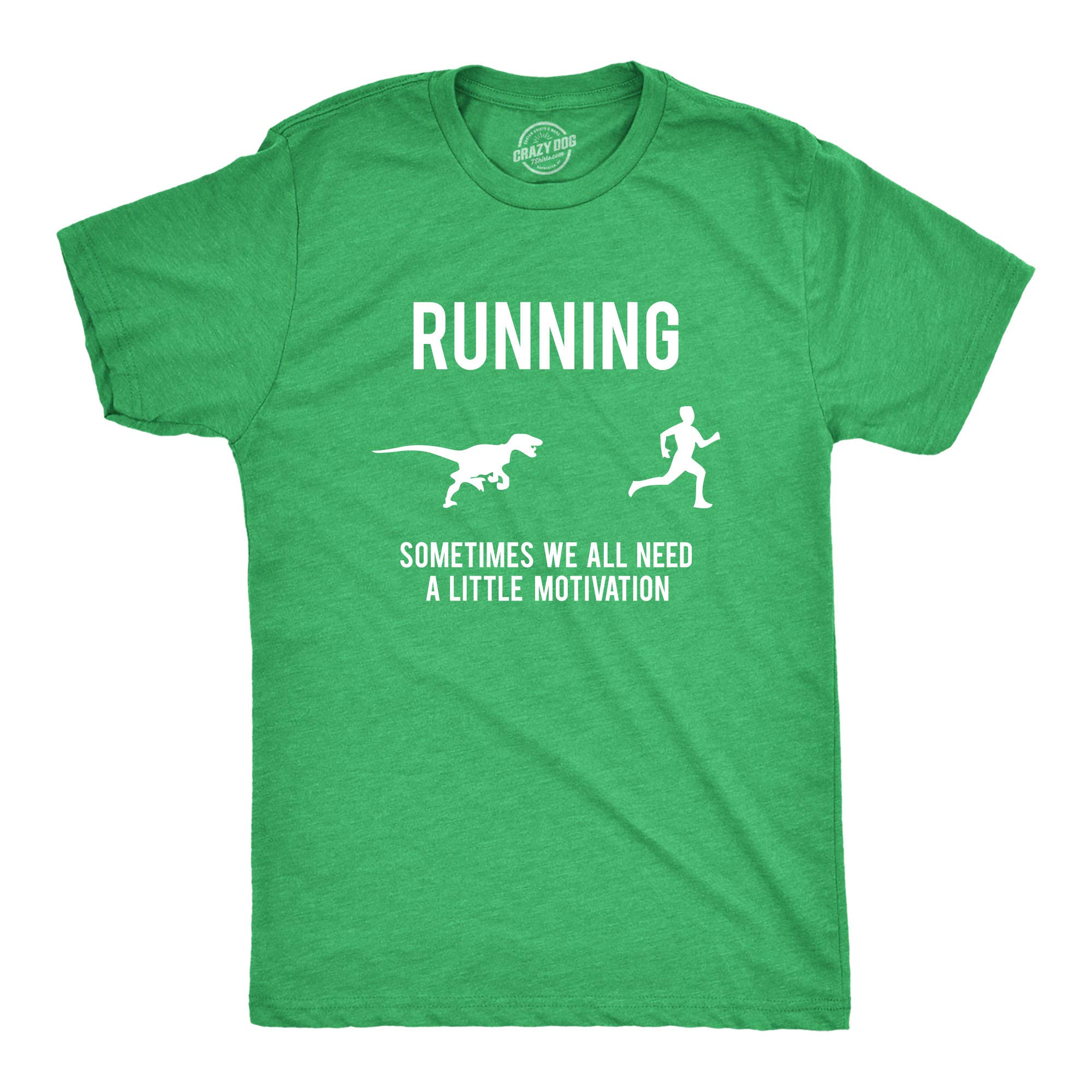 Mens Running Motivation Raptor Chase T Shirt Funny Dinosaur Tee Nerdy Graphic