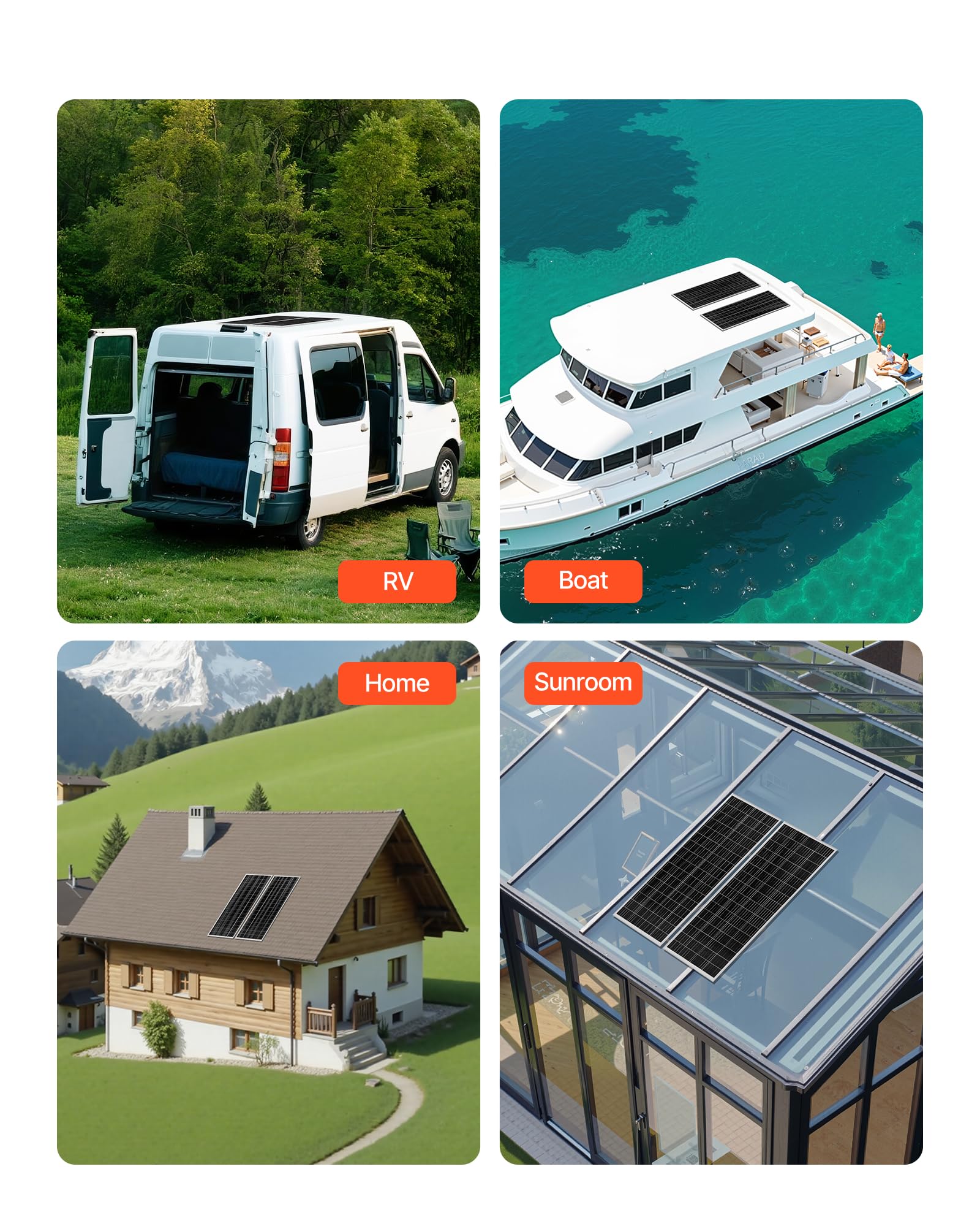 VEVOR Kit Solare Off-Grid 200 W 12 V 2 Pannelli Monocristallini da 100 W, Kit Solare Completo con Batteria LiFePO₄ 12,8 V 50 Ah, Regolatore 40 A, Inverter da 800 W, per Camper, Casa e Barca Off-Grid