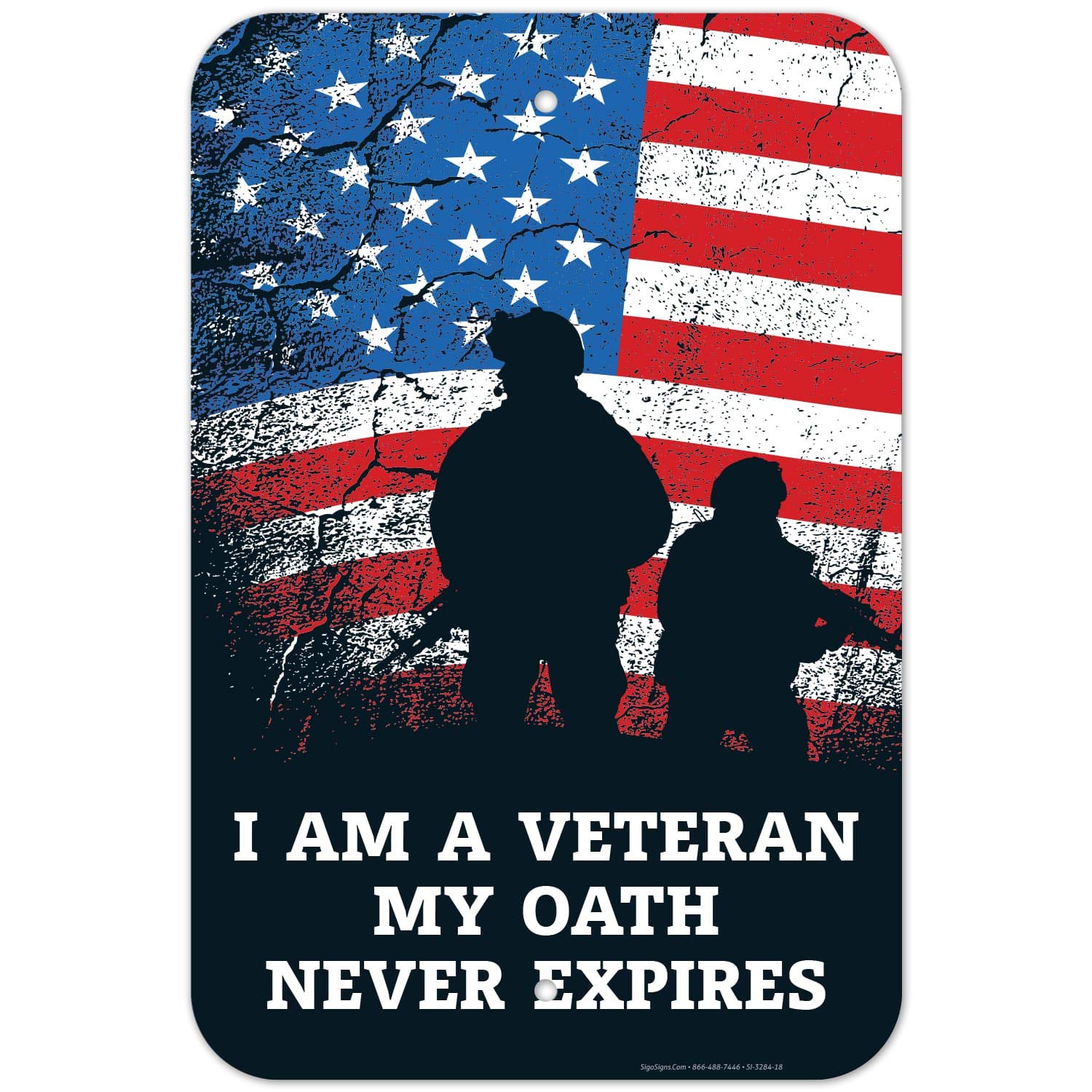 American Flag Veteran Oath Sign, Wall Decor Man Cave Bar Sign, 12x18 Inches, Rust Free .063 Aluminum, Fade Resistant, Made in USA