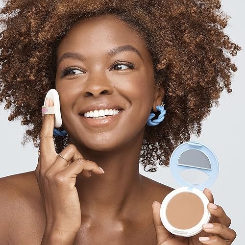 Miniatura 4 de Ruby Kisses No más manchas en polvo facial con ácido salicílico, maquillaje coreano, acabado mate, cobertura completa, polvo prensado (café)