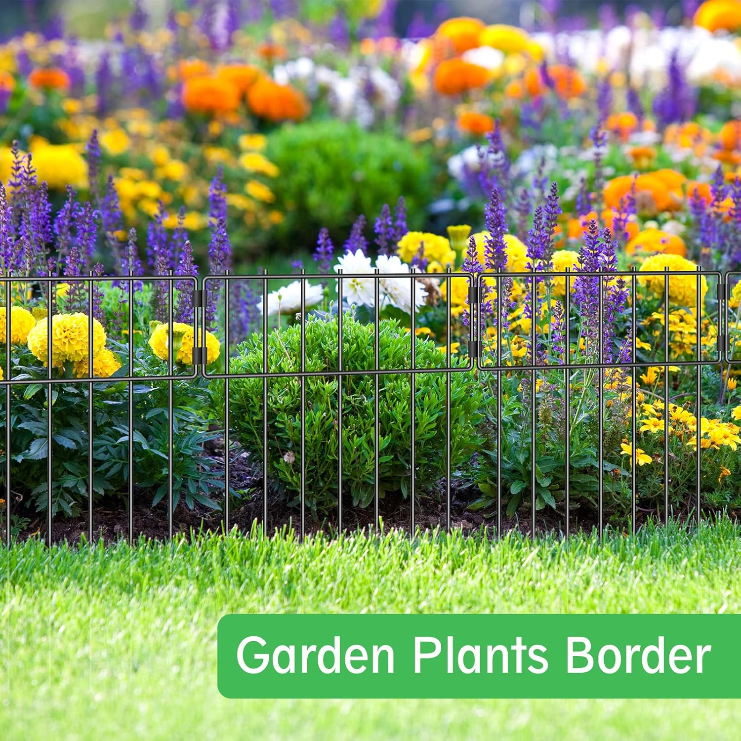10 Pack Animal Barrier Fence, Total 16.7 Inch(H) X 10.8 Ft(L) Decorative Garden Fence , Rustproof Metal Barrier Bottom Fence, Dog Rabbits Ground Stakes Border Fence for Garden.
