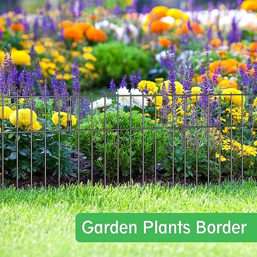 Miniatura 5 de Paquete de 10 vallas de barrera de animales, total de 16.7 pulgadas de alto x 10.8 pies de largo, valla de jardín decorativa, valla inferior de