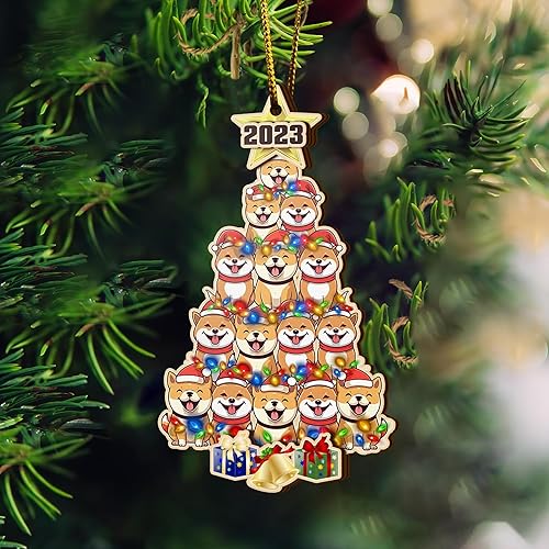 Miniatura 9 de V VIBEPY Adornos Shiba personalizados impresos, adornos de Navidad Shiba, adornos de Shiba para árbol de Navidad, adornos de 3.5 pulgadas de 3