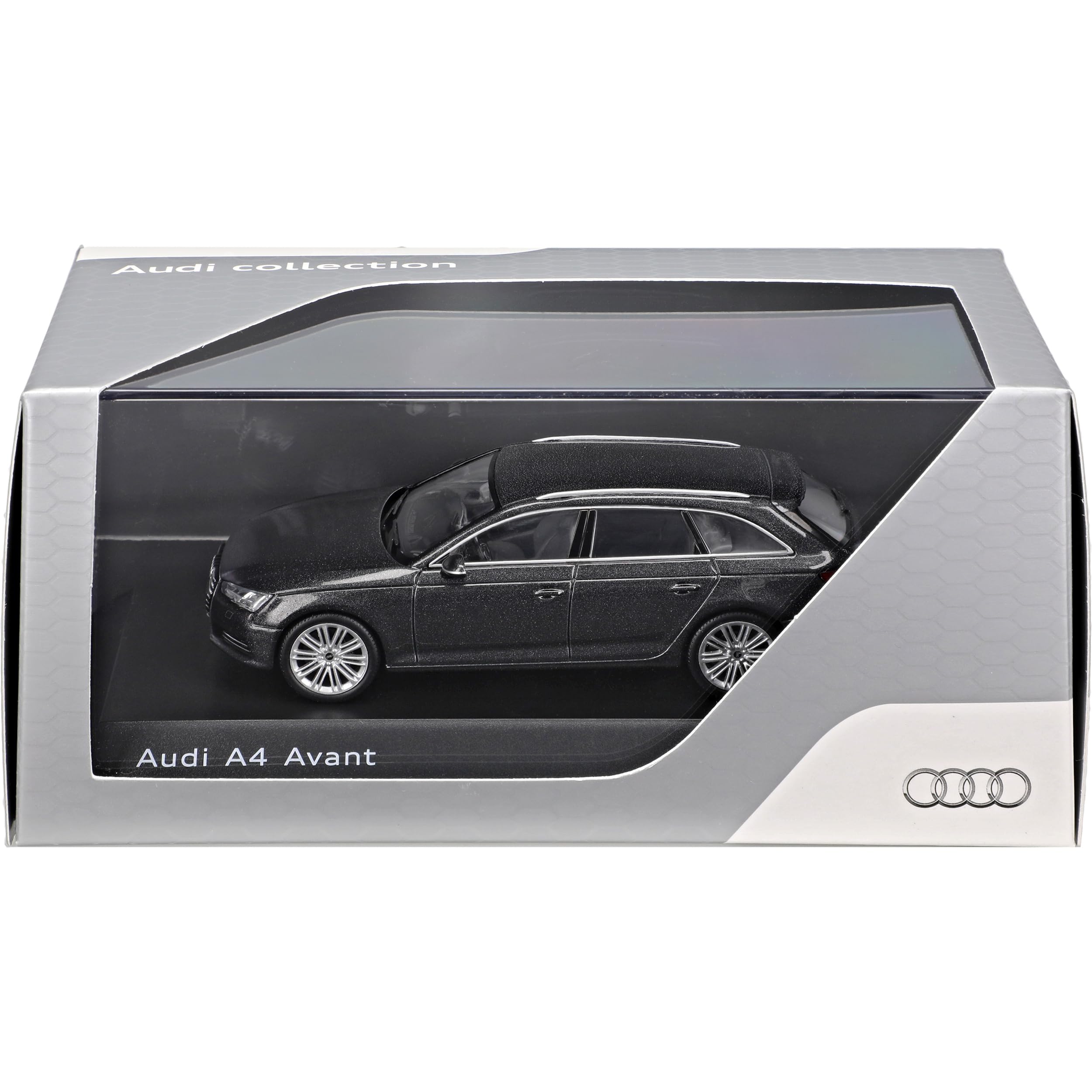 alles-meine.de GmbH A*u*d*i A4 B9 Avant Kombi Daytona Grau Schwarz Ab 2015 1/43 Spark Modell Auto mit individiuellem Wunschkennzeichen