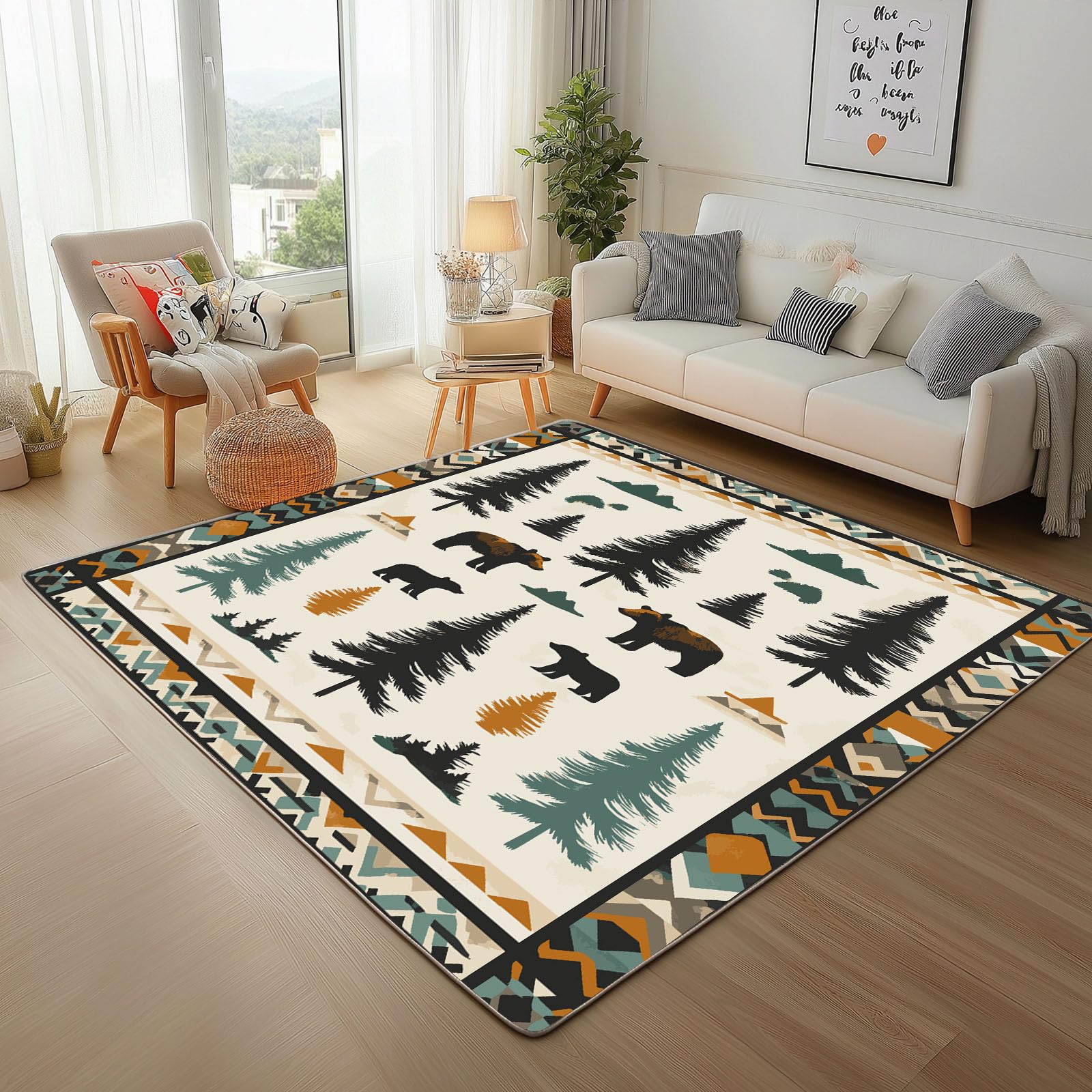 Tapis salon moelleux ours animaux sauvages 160x230 tapis doux cuisine