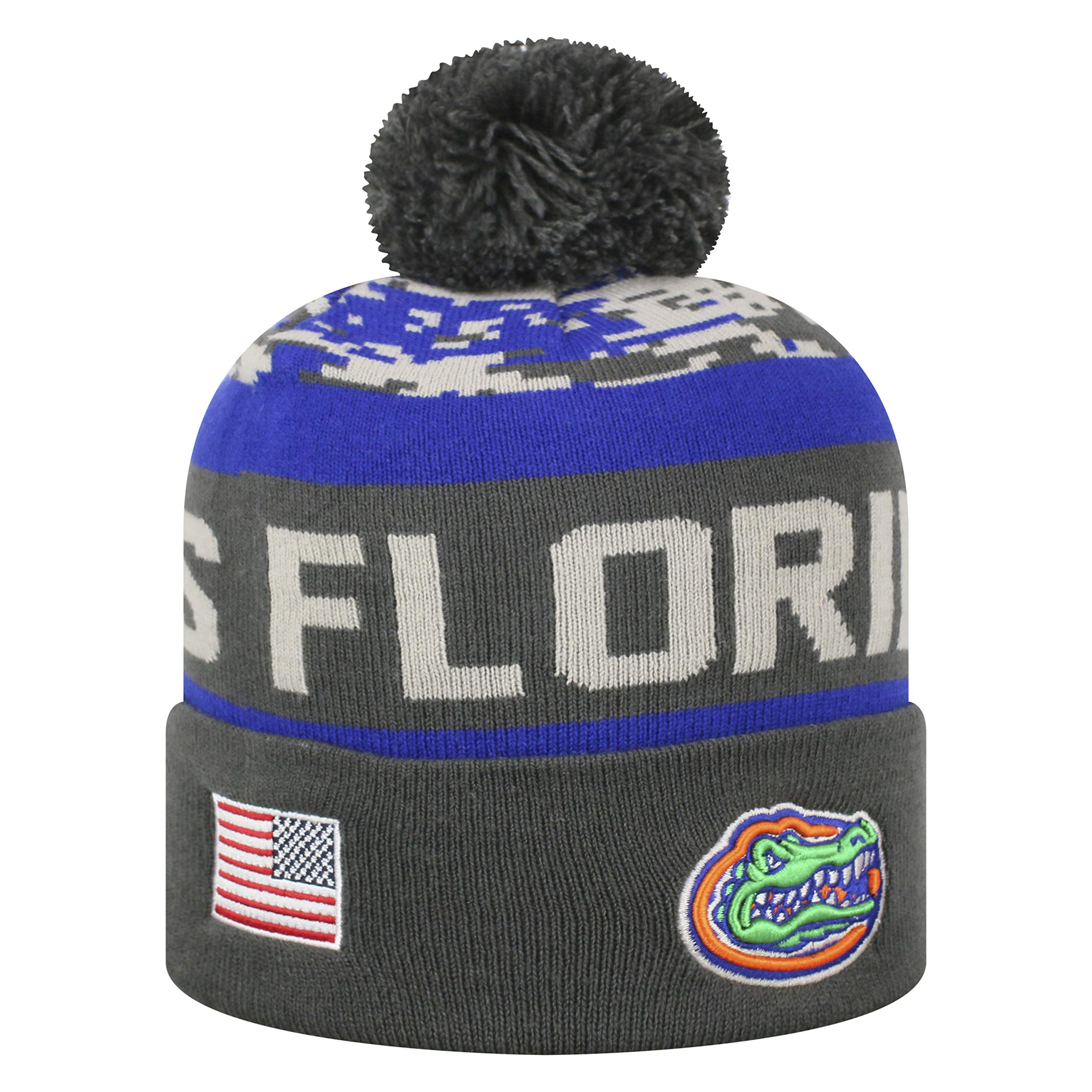 Top Of The World Men's Florida Gators Ncaa-Salute To Usa Military-Cuffed Knit Pom Beanie Hat