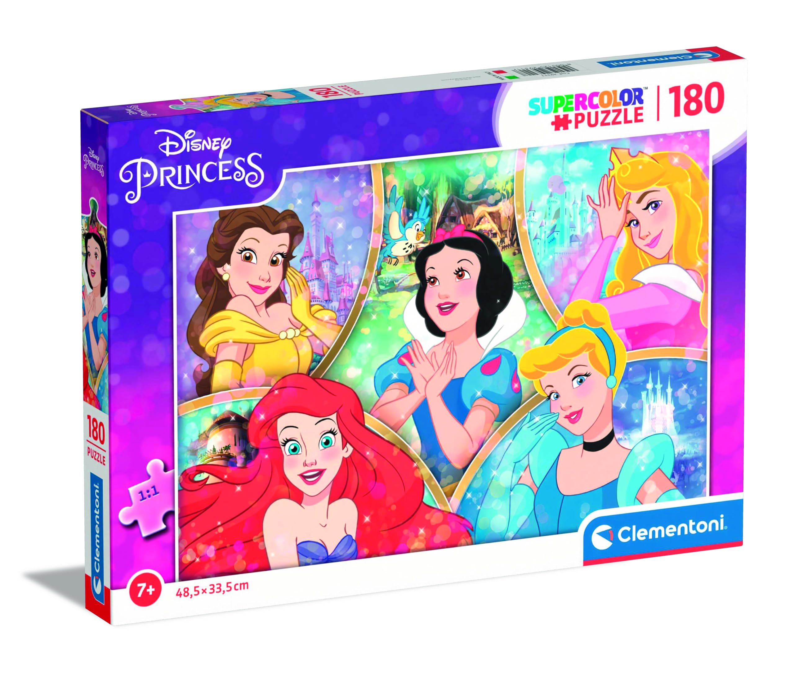 Clementoni 29311, Princess Supercolor Puzzle for Children - 180 Pieces, Ages 7 years Plus