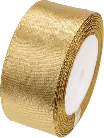 ATRBB 25 Yards 1-1/2 inch Dark Gold Satin Ribbon for Gift Wrapping