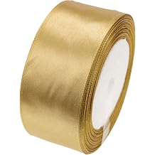 ATRBB 25 Yards 1-1/2 inch Dark Gold Satin Ribbon for Gift Wrapping | Wedding, Bows, Colorfast Polyester Fabric Thick Ribbon for Bouquets Party Decor Crafts Handmade Flower DIY