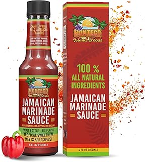 Montego Island Foods Jamaican Marinade Sauce – Bold Island Flavor with All-Natural Ingredients: Tamarind, Mango, Plump Juicy Raisins, Scotch Bonnet Peppers & Island Spices – 5oz Small-Batch Sauce for Grilling, Dipping & Drizzling
