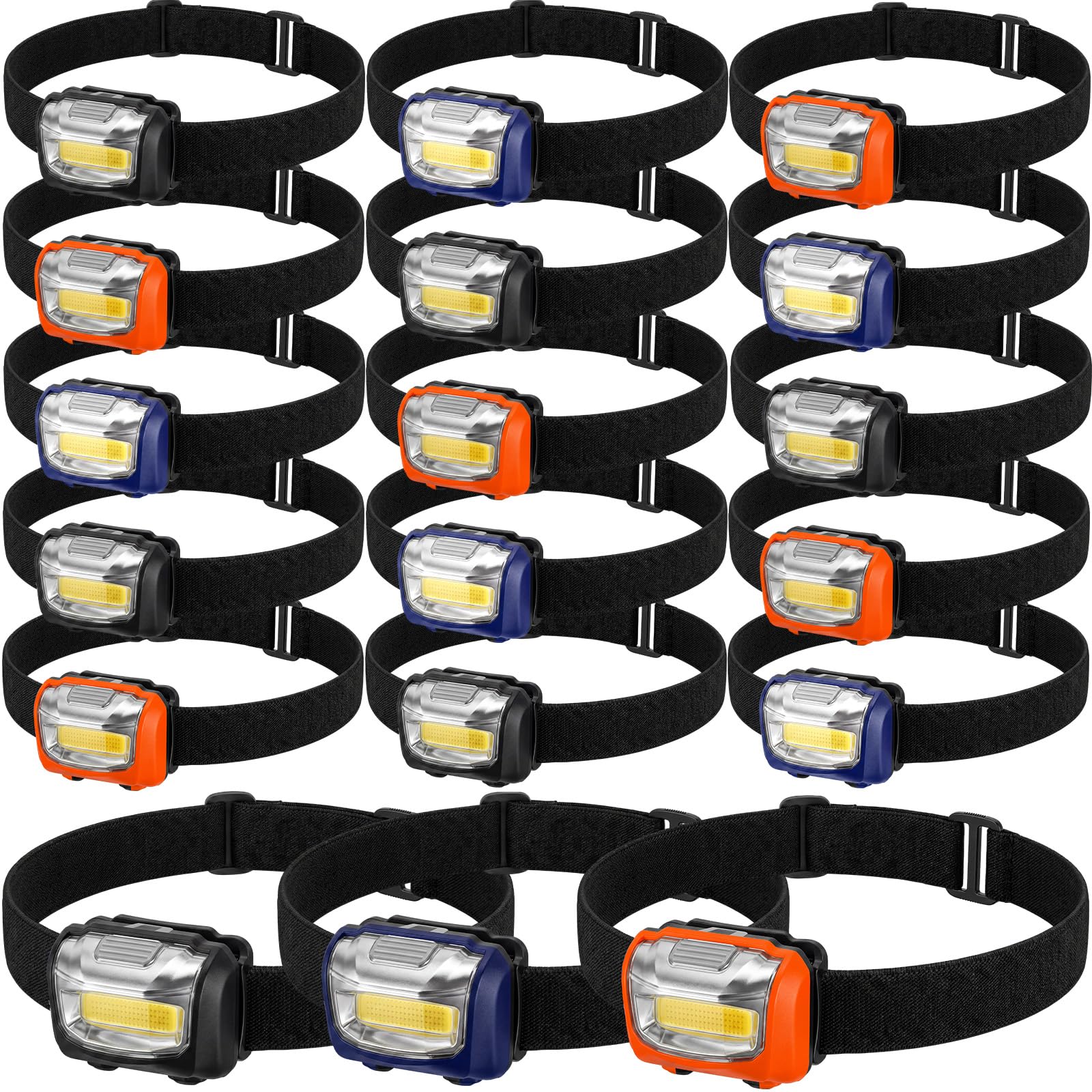 Macarrie 30 Pack LED Headlamps Bulk, Ipx4 Waterproof 3 Modes, Orange