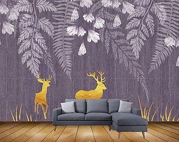 Beibehang Exclusive BVZ0093 Modern Minimalist Texture Nature Jungle Elk Floral Tv Background Wall HD 3D Wallpaper(152 cm x 91 cm)