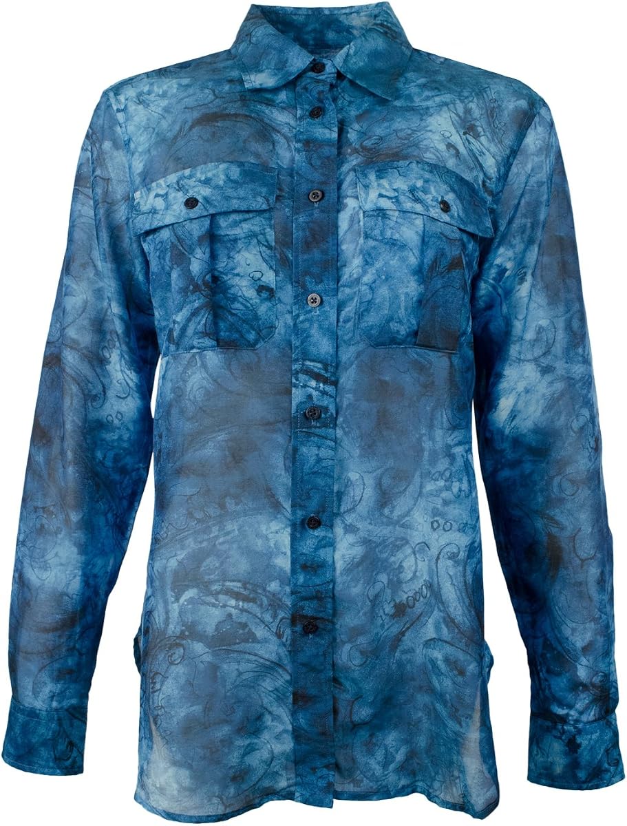 Camisa con botones Petite Tie Dye para mujer-MI-PXS Multi