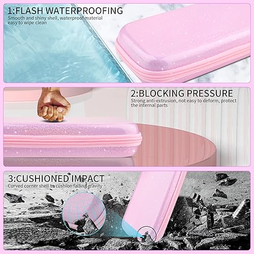 Miniatura 2 de HYPERCASE Pink Carrying Case Compatible with Nintendo Switch OLED, Portable Travel Storage Case with Glitter Switch Protective Cover, Screen