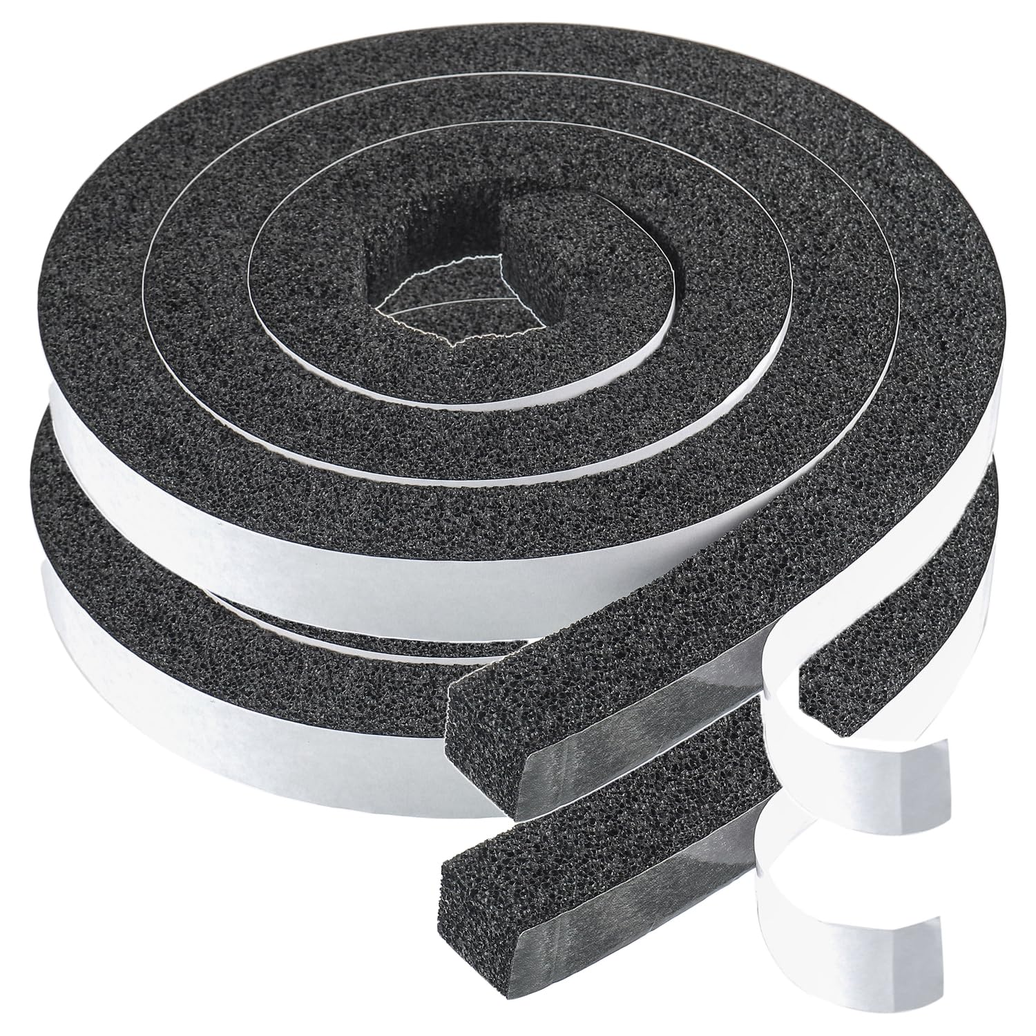 BOJACK Bande d'étanchéité autocollante en mousse 25 x 25 mm Joint Adhésif en Mousse Caoutchouc caoutchouc mousse autocollant pour porte fenêtre(2 Rolls, longueur totale 4m)