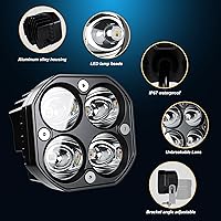 Vista 3 de 2 piezas de luces de trabajo LED de 3 pulgadas con haz puntual, parpadeo estroboscópico blanco/ámbar, seis modos, luces LED cuadradas