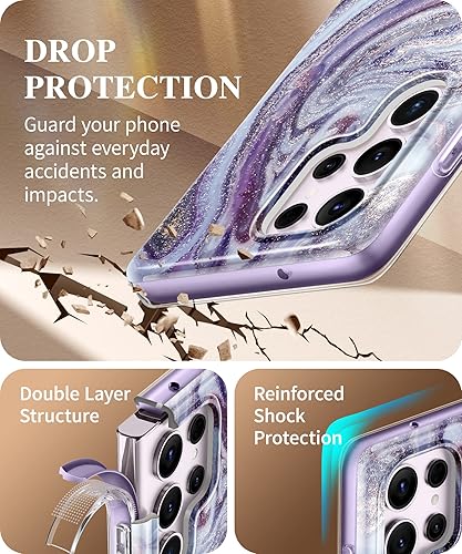 Miniatura 5 de GVIEWIN Funda para Samsung Galaxy S23 Ultra 5G de 6.8 pulgadas, protector de pantalla integrado + protector de lente de cámara 2 marcos frontales de