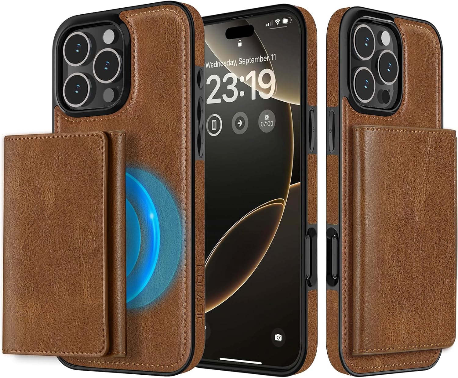 LOHASIC for iPhone 16 Pro Max Case, 2-in-1 Magnetic Detachable Wallet Leather Phone Case with Card Holder Protective Cover Compatible with MagSafe Wireless Charging 2024, Brown