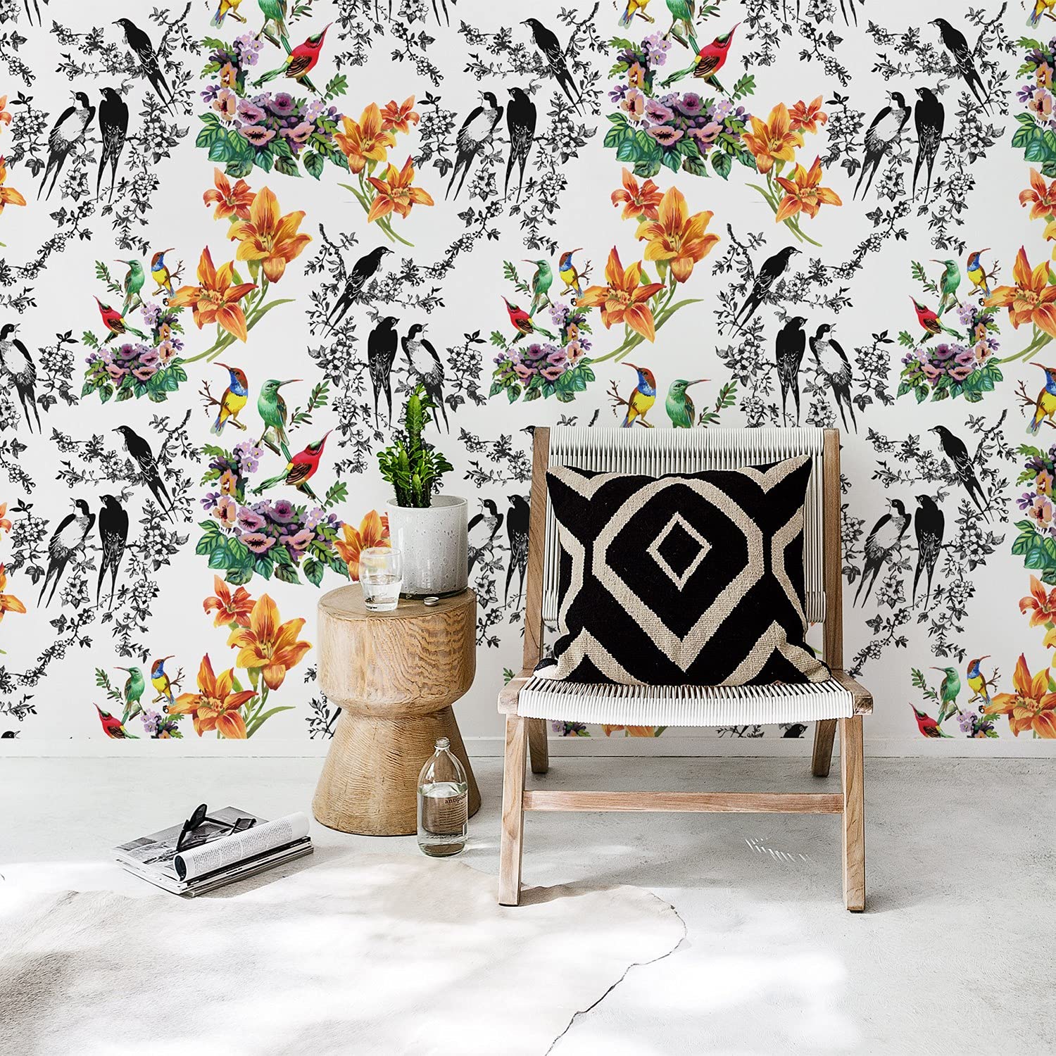 Papier Peint Oiseaux pour Rénover un Meuble et Décorer un Mur