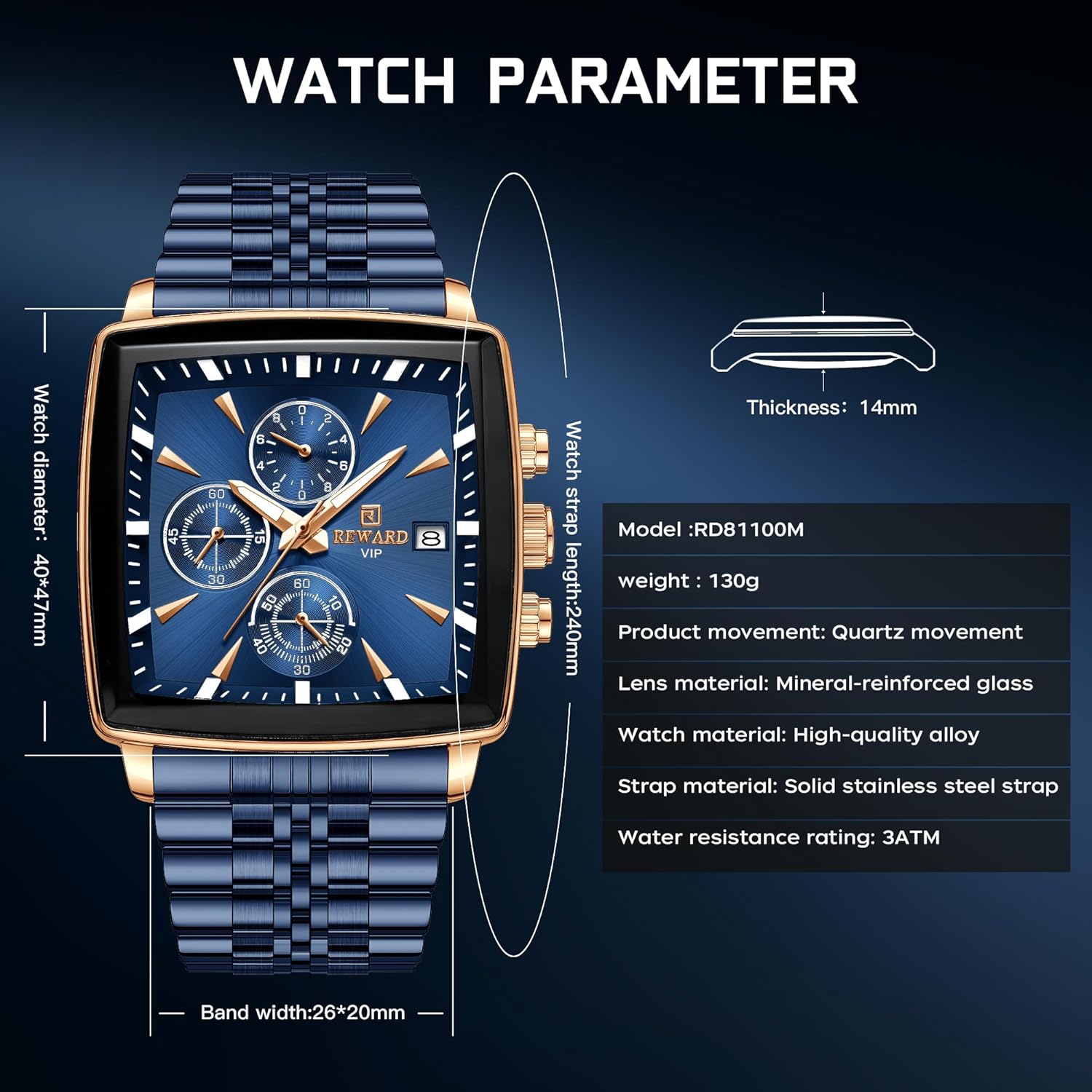 FORSINING Mens Watches for Business Dress Analog Quartz Waterproof Wrist Watch for Men Multifunction Chronograph Watch for Men - Image 8