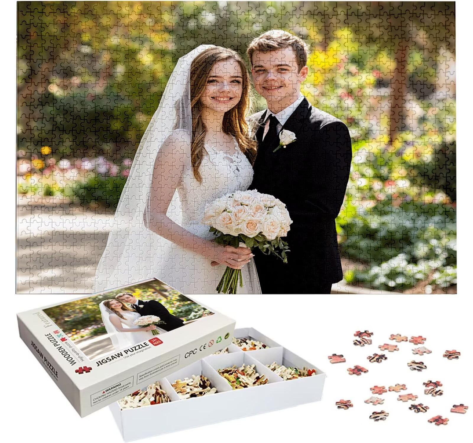 Puzzle Personalizado con Foto, Personalizada Rompecabezas Personalizado Diseña tu Logo Foto o Texto, Personalizado Navidad Halloween San Valentín Parejas Niños Familia Amigos h-3149
