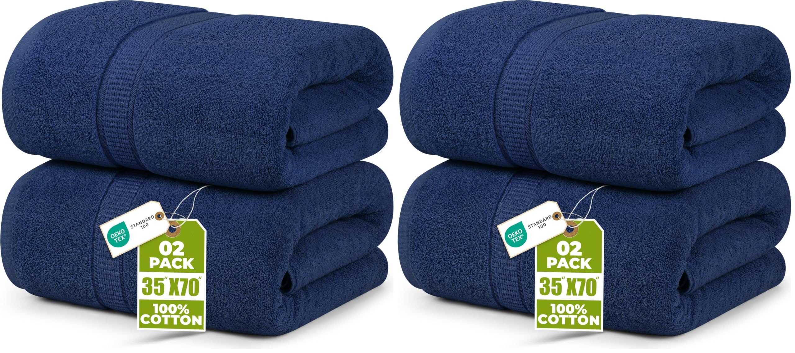 Utopia Towels Luxurious Jumbo Bath Sheet 2 Piece, 600 GSM, 35 by 70 Inches, 100% Ring Spun Cotton, Highly Absorbent and Quick Dry Extra Large Bath Towel, Super Soft Towel, Navy (Pack of 2)