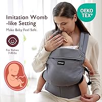 Vista 2 de Momcozy Portabebés ergonómico, acogedor y ligero para 7-45 libras, fácil de poner, ideal para padres manos libres, soporte lumbar mejorado, Purehug