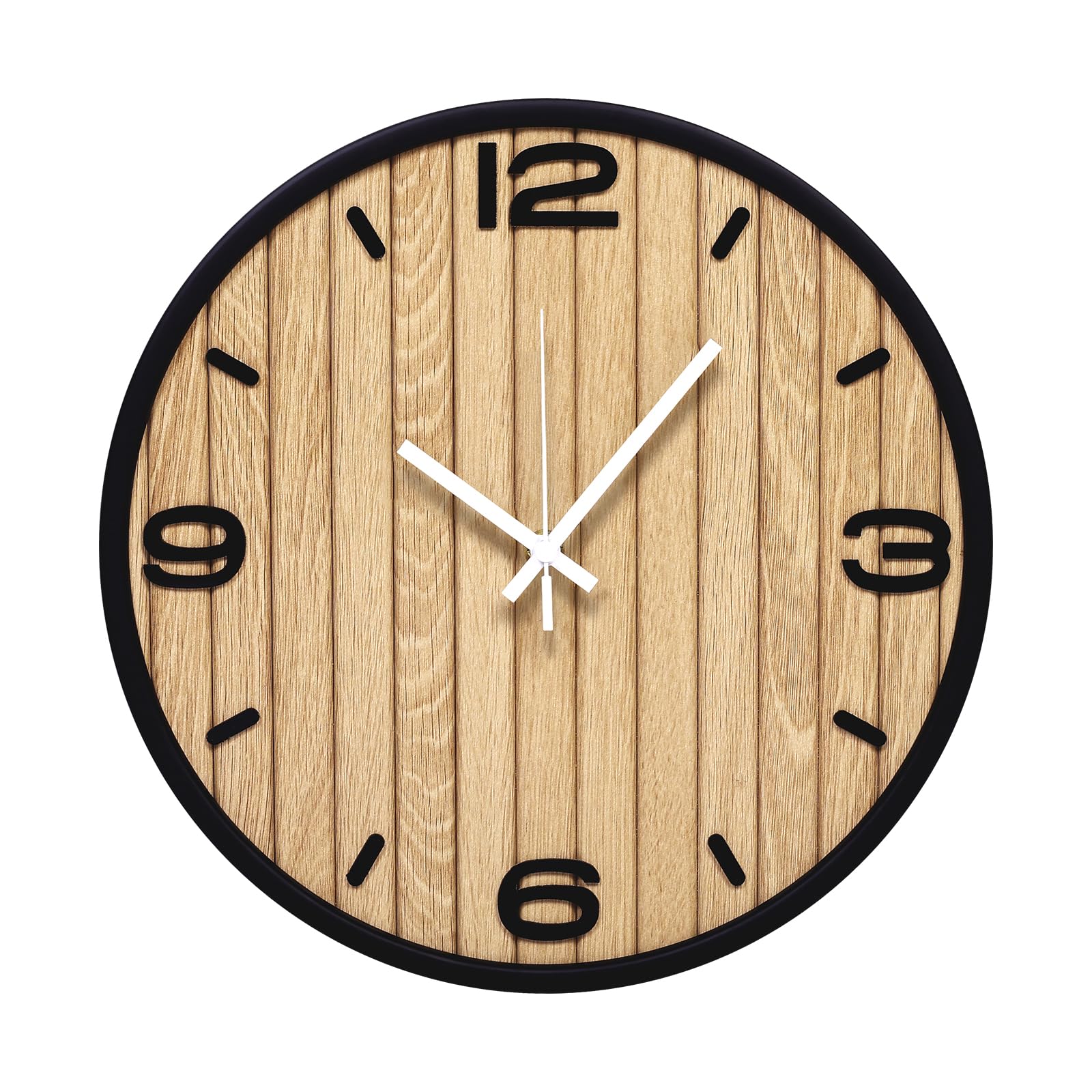 AXAORIRA 8 Inch Wooden Round Wall Clock, Non-Ticking Quartz Decorative Analog Clocks Battery Operated for Apartment, Living Room, Bedroom, Hallway, Classroom - Gifts for Family and Friends