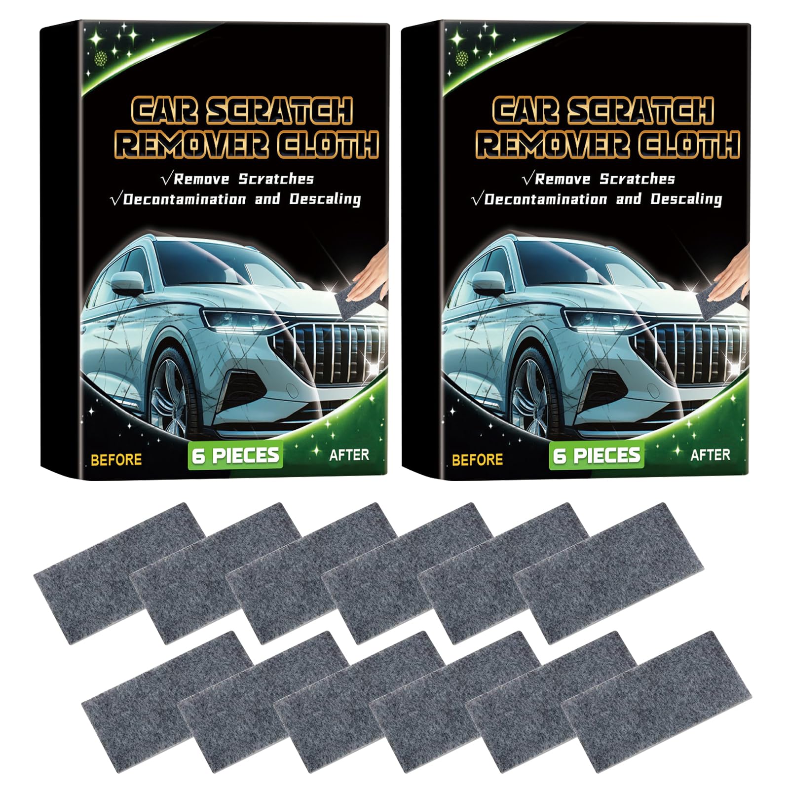 kaiwern 12 Pack Nano Sparkle Cloth, Car Scratch Remover, Nano Scratches Remover for Car Multi Purpose Nano Magic Cloth Easy to Repair Paint Scratches, Water Spots Surface Polishing