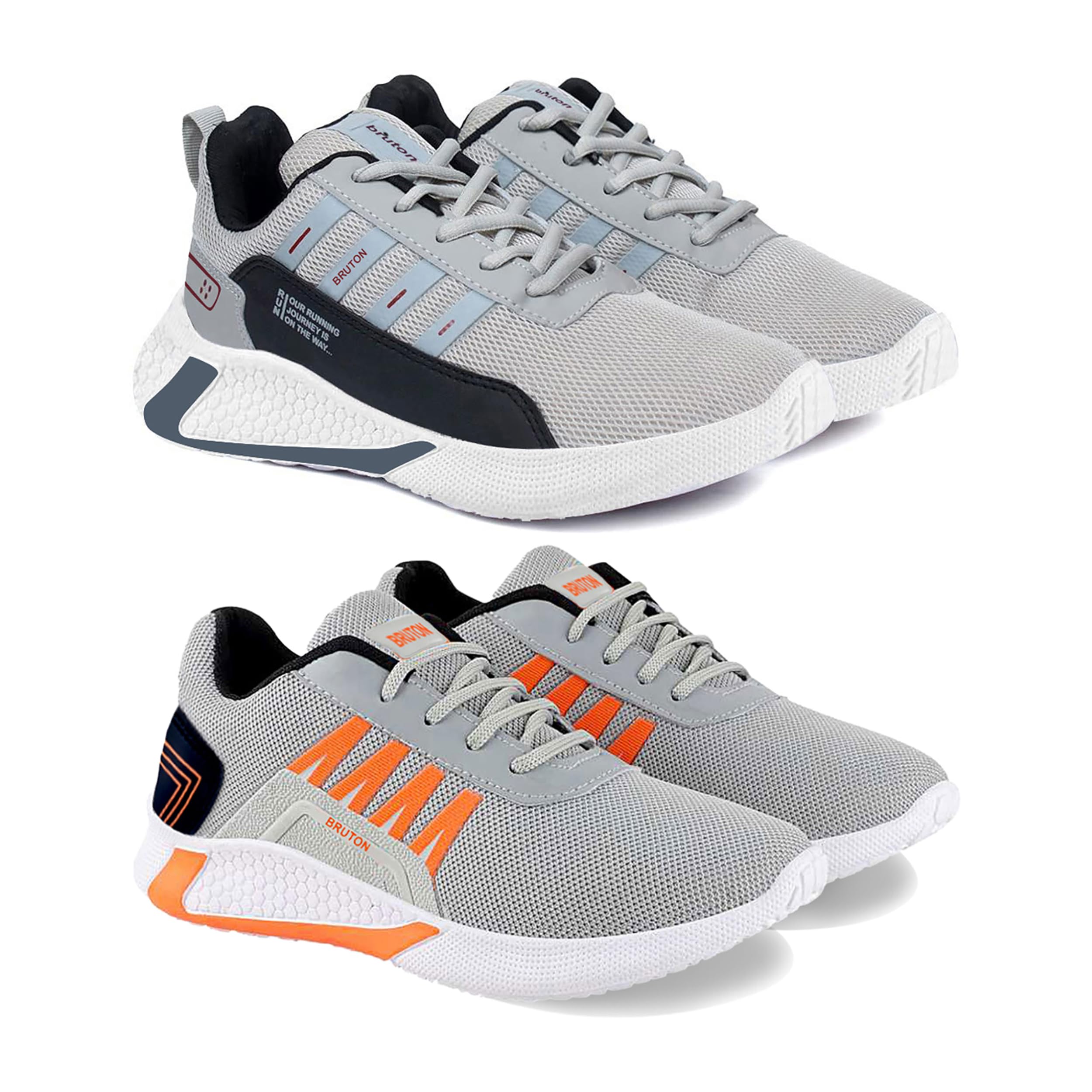 BRUTON Top Treding Mens Sports, Walking, Gym, Training, Running Shoes (Pack of 2) (Grey & Orange, Numeric_8) (B0BKL85MKW) Amazon Price History, Amazon Price Tracker
