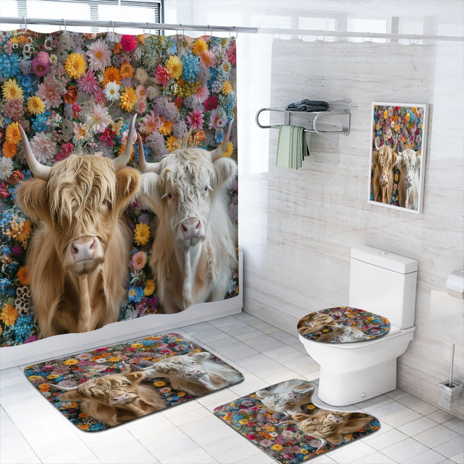 Ganchos Incluidos Vaca Highland Yibuda - Tela Impermeable 152x183cm Con  Ganchos Cortina Ducha, image size:1500x1500