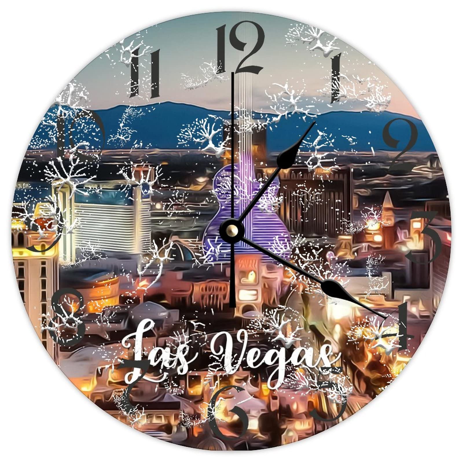 Horloge murale ronde en bois Las Vegas pour une ambiance vintage de salon