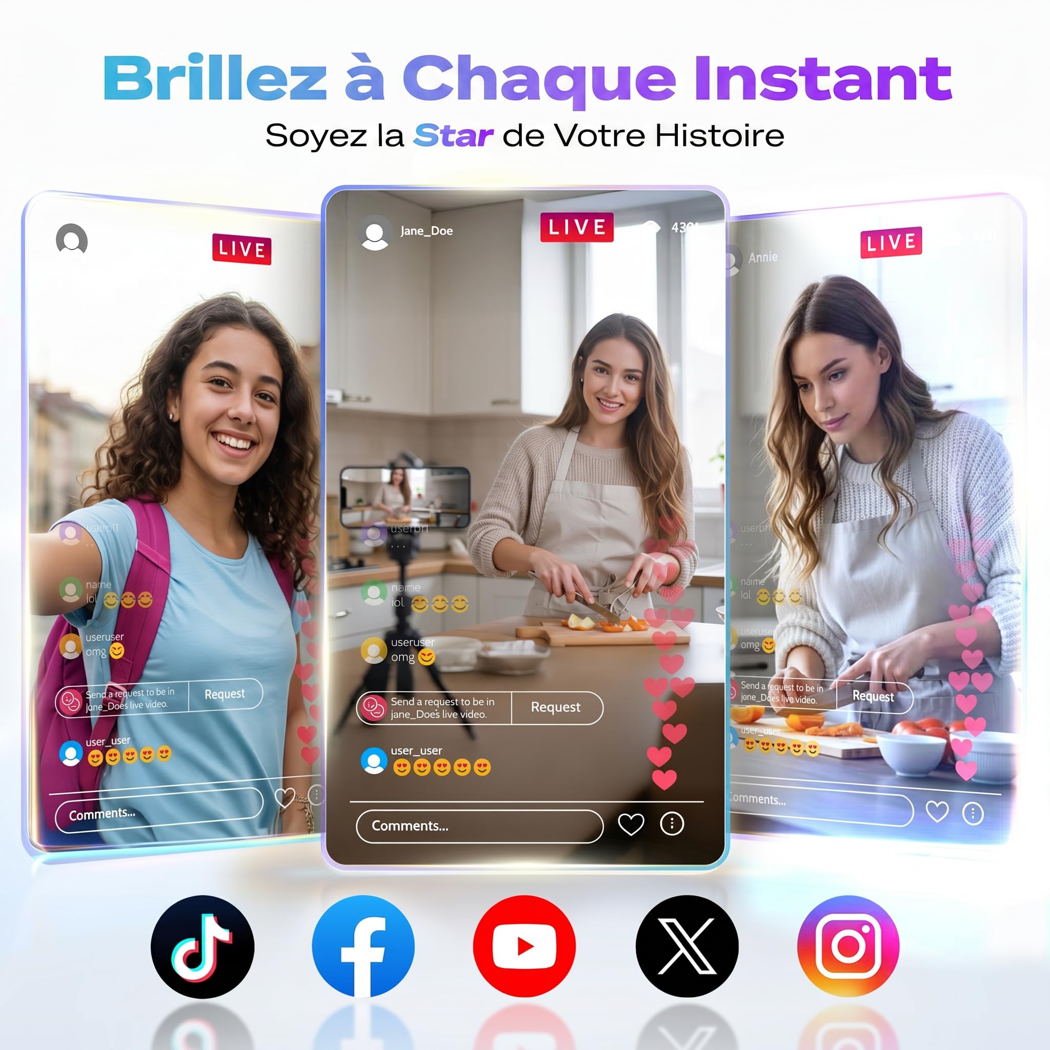 SYNCO XView Monitor Selfie Vlog pour iPhone 7-17 - Écran Selfie Magnétique sans Fil 1080p pour Vlog, Utilise Caméra Arrière, 50m, 3h, Haut-Parleur pour Live Youtube/TikTok (Blanc)